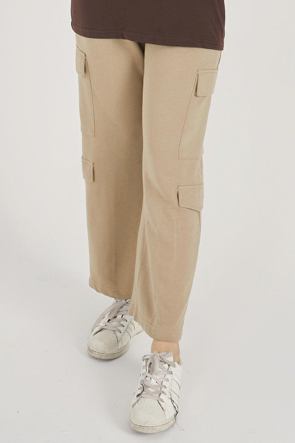 Khaki wide Legged Cargo Trousers - W