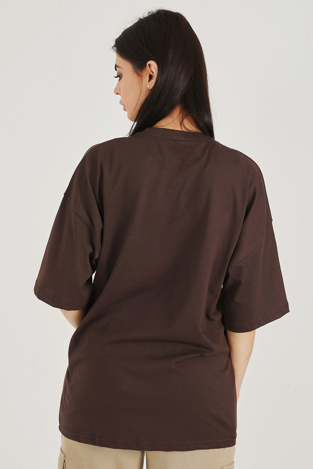 Brown Pocket Oversized Tee - W