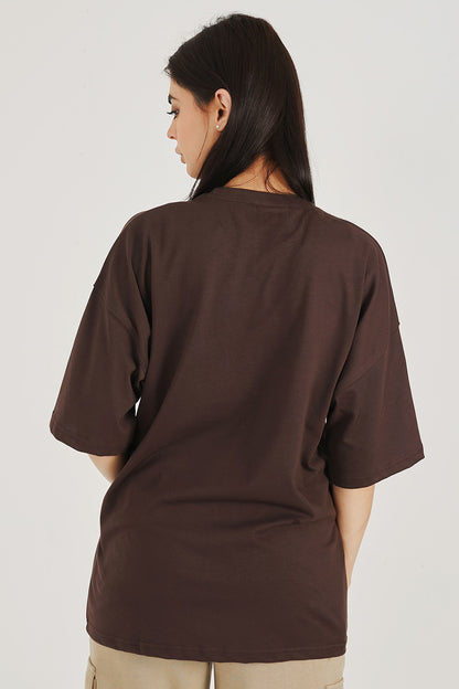 Brown Pocket Oversized Tee - W