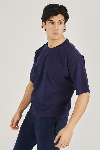 Blue Pocket Oversized Tee