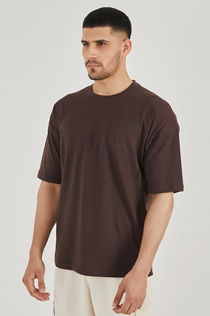 Brown Pocket Oversized Tee