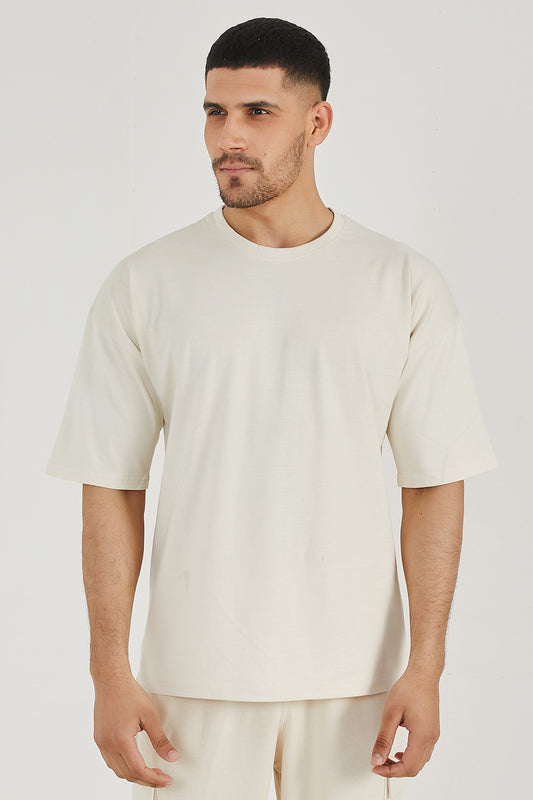 Beige Basic Oversized Tee