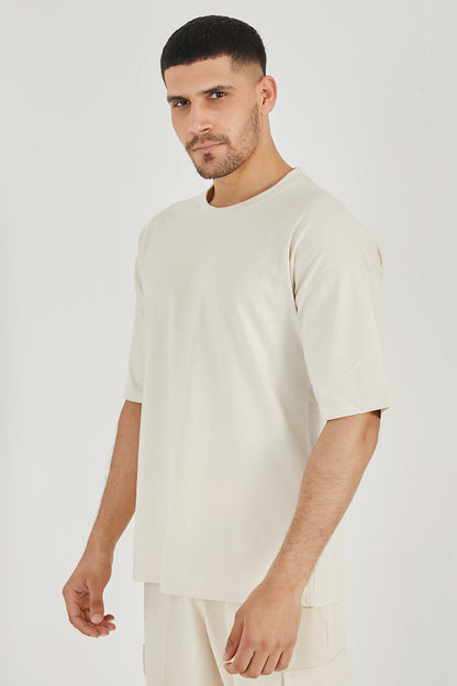 Beige Basic Oversized Tee