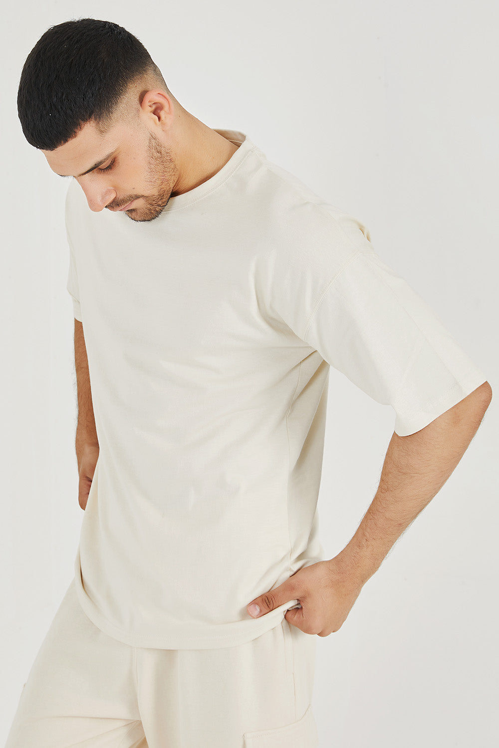 Beige Basic Oversized Tee