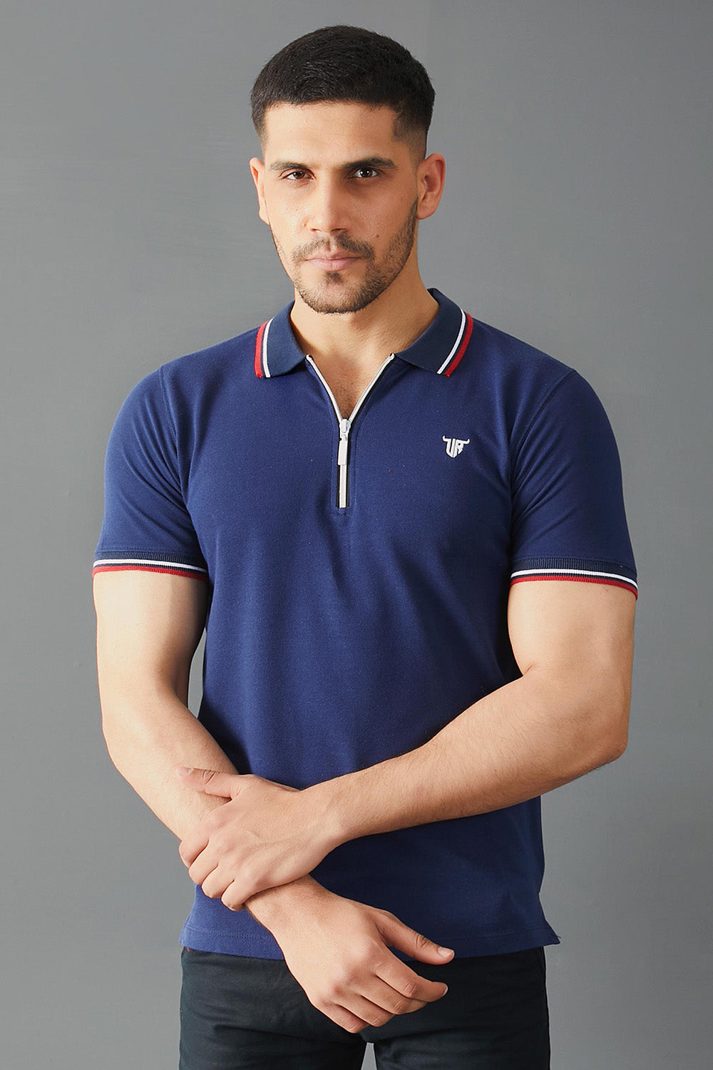 Blue Zipper Polo