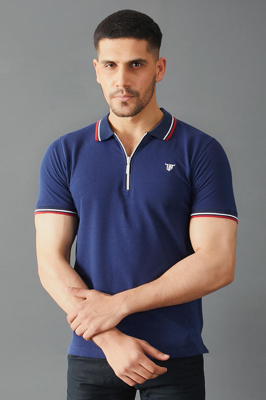 Blue Zipper Polo