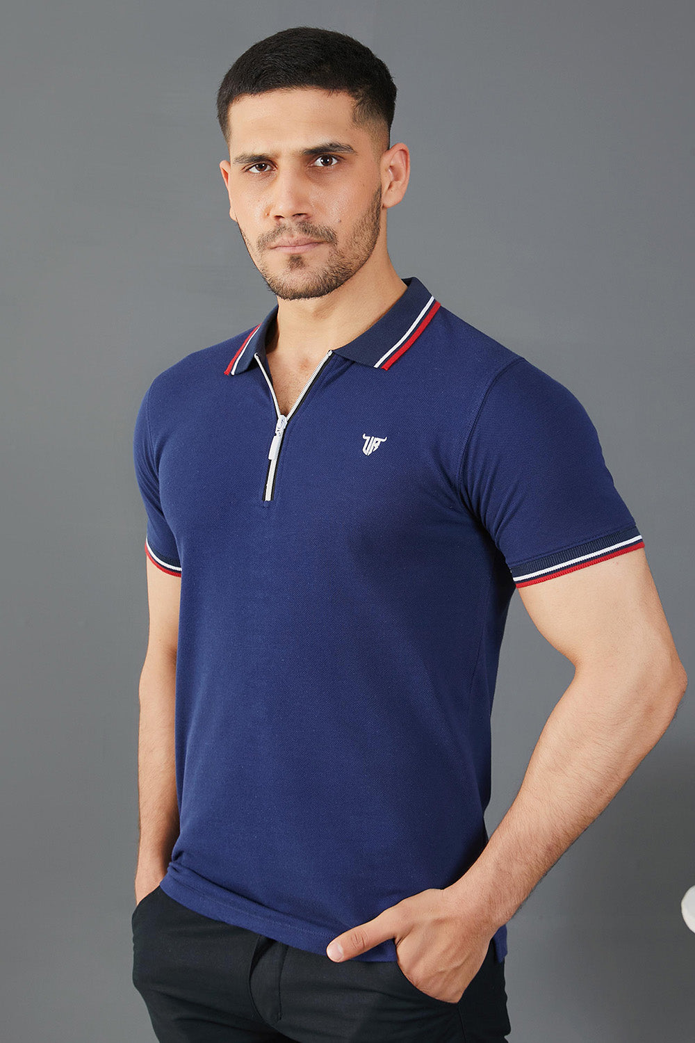 Blue Zipper Polo