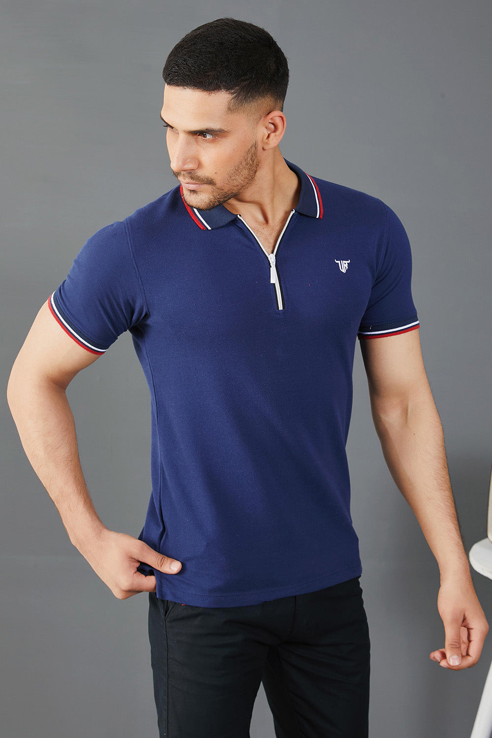 Blue Zipper Polo