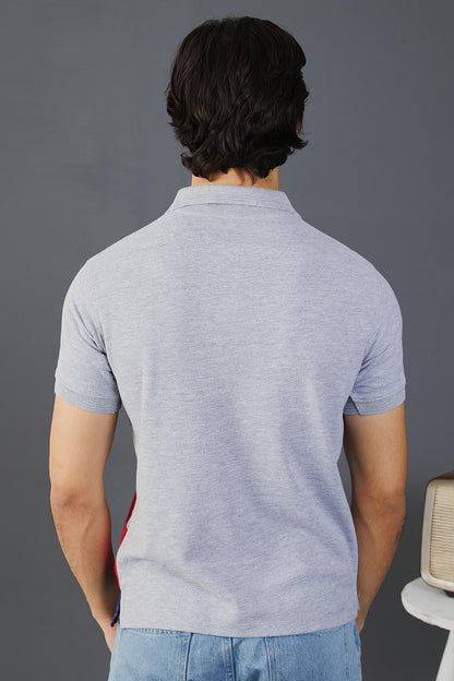 Grey Polo with Red Blue Panels