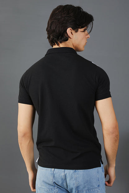 Black Polo with Grey White Panels