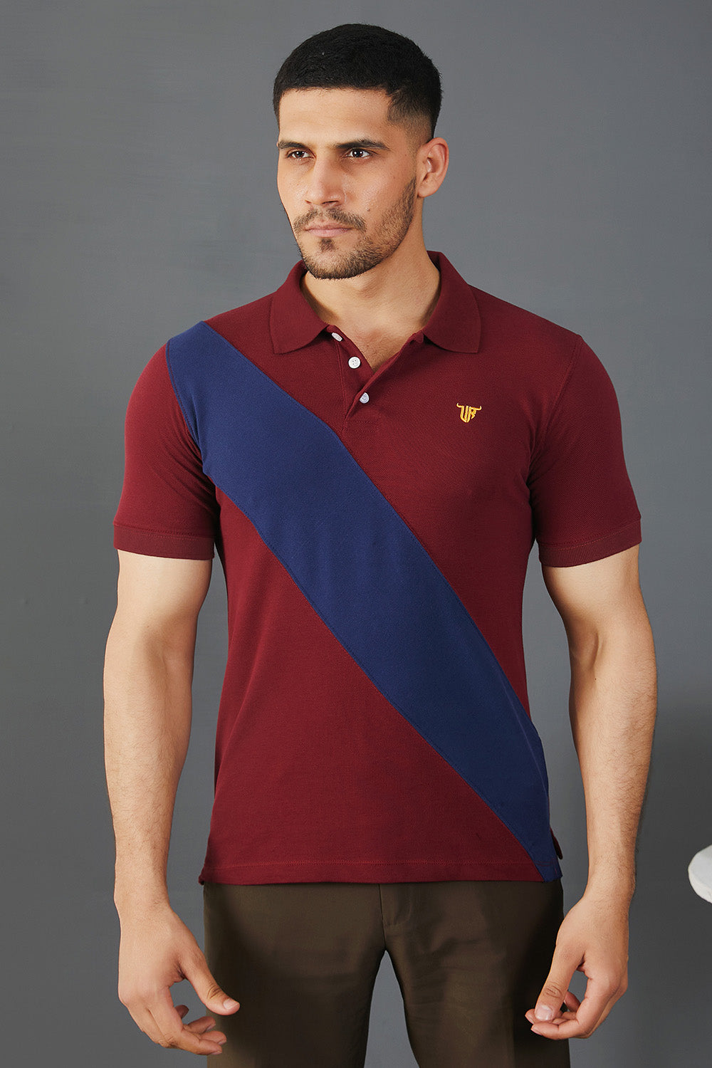 Maroon Polo with Blue Panel