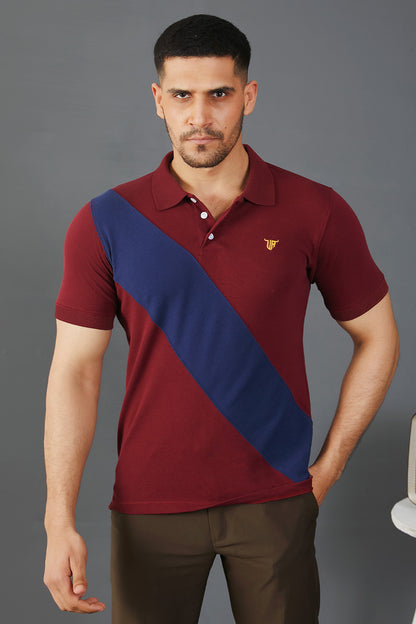 Maroon Polo with Blue Panel