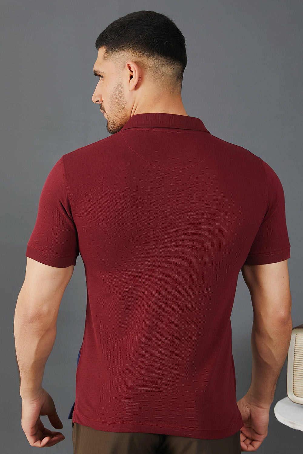 Maroon Polo with Blue Panel