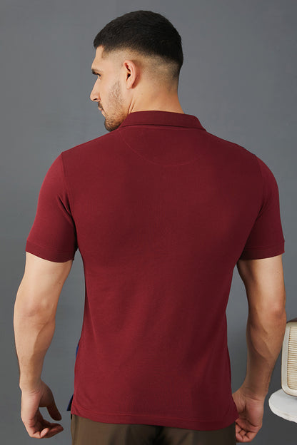 Maroon Polo with Blue Panel