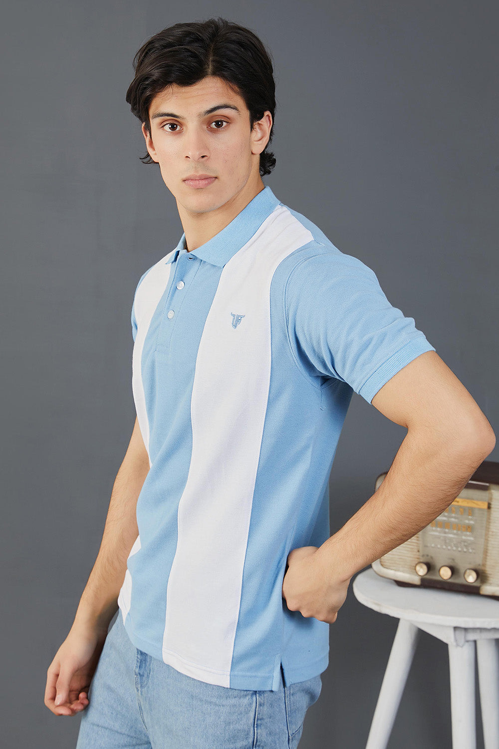 Sky Blue And White Polo