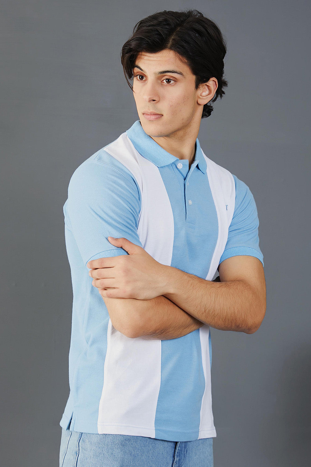 Sky Blue And White Polo