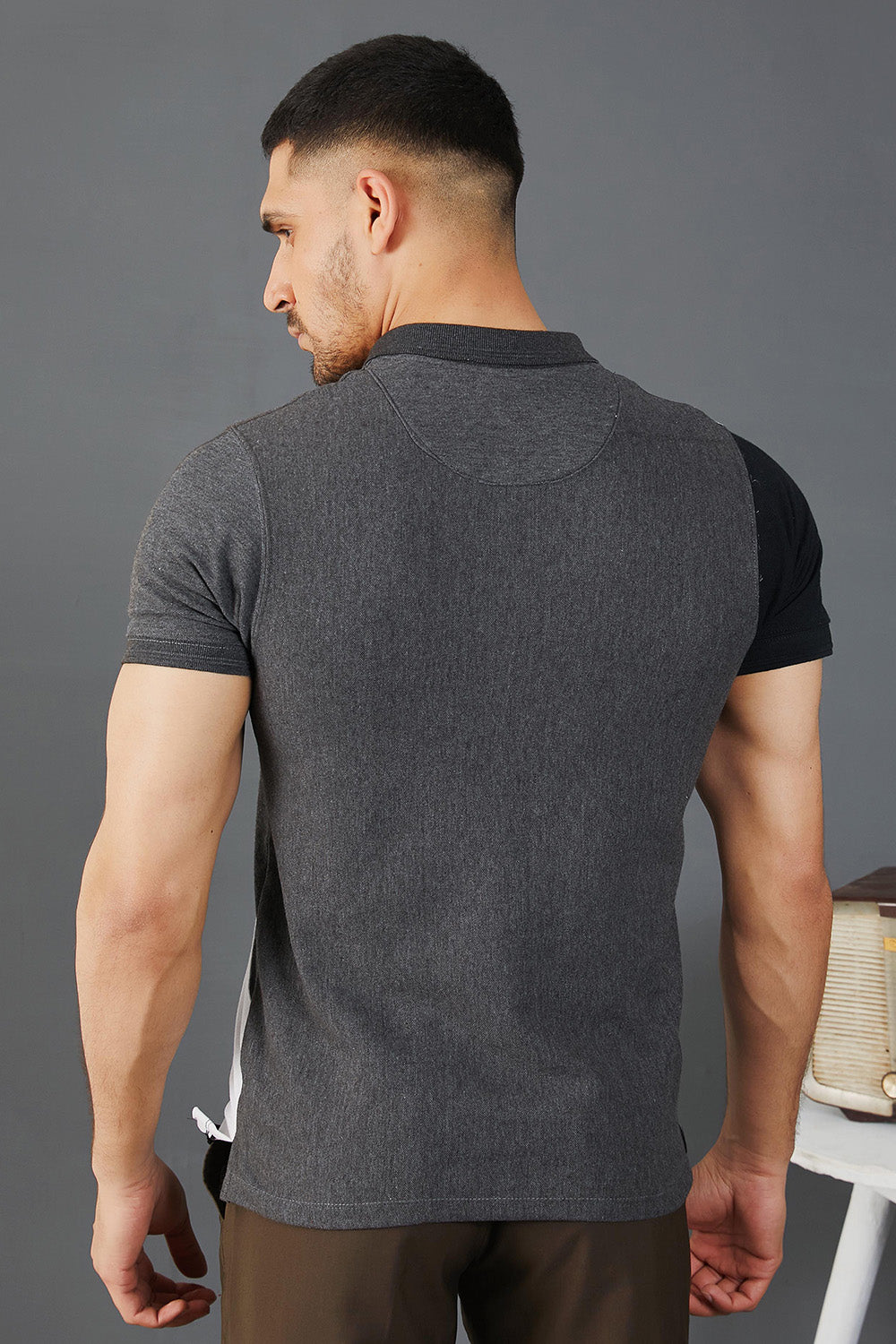 Charcoal White Black Polo