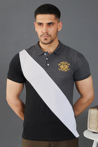 Charcoal White Black Polo