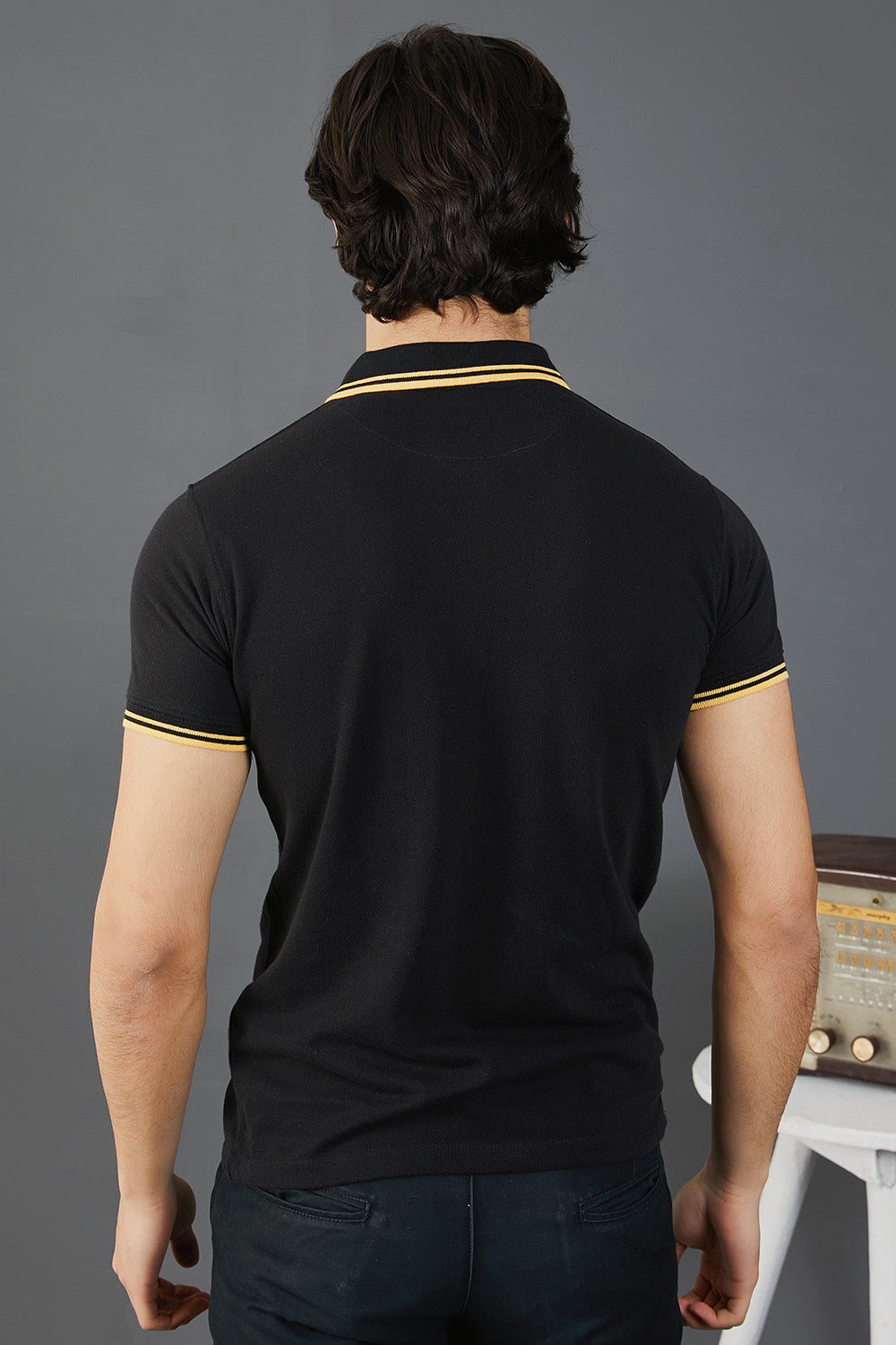 Black Gold Zipper Polo