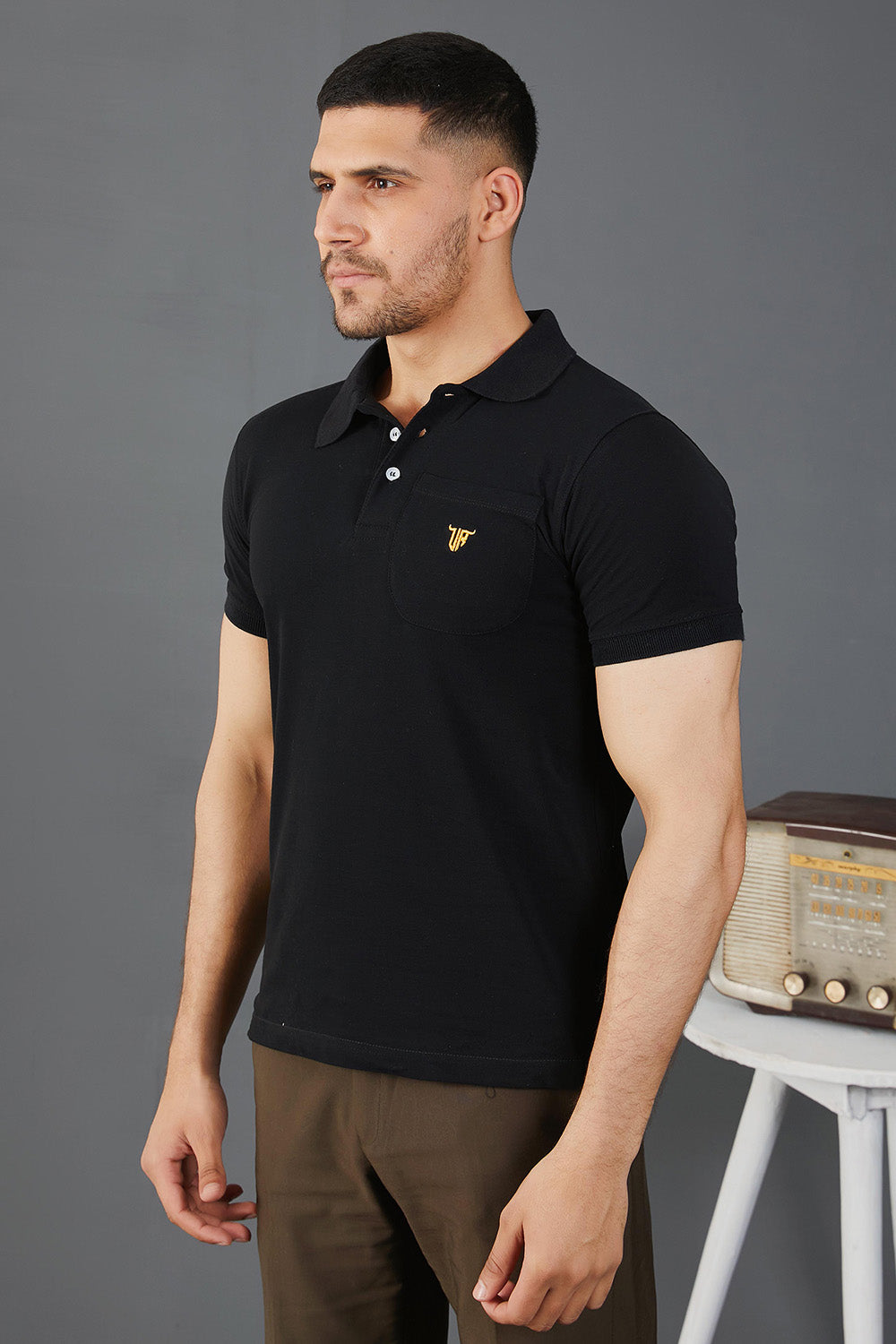 Black Pocket Polo