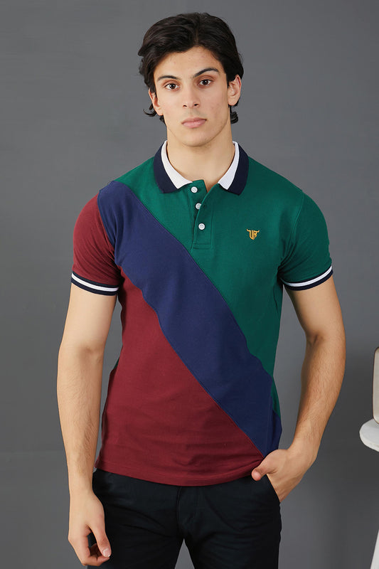 Green Navy Maroon Polo