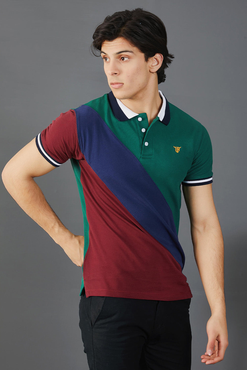 Green Navy Maroon Polo