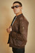 Brown Bomber Jacket with Flap Pockets