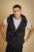 Black Sleeveless Puffer Jacket with Removable Hood