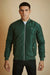 Green Bomber Jacket with Flap Pockets