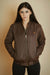 Brown Bomber Jacket with Flap Pockets - W