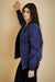 Blue Bomber Jacket with Flap Pockets - W