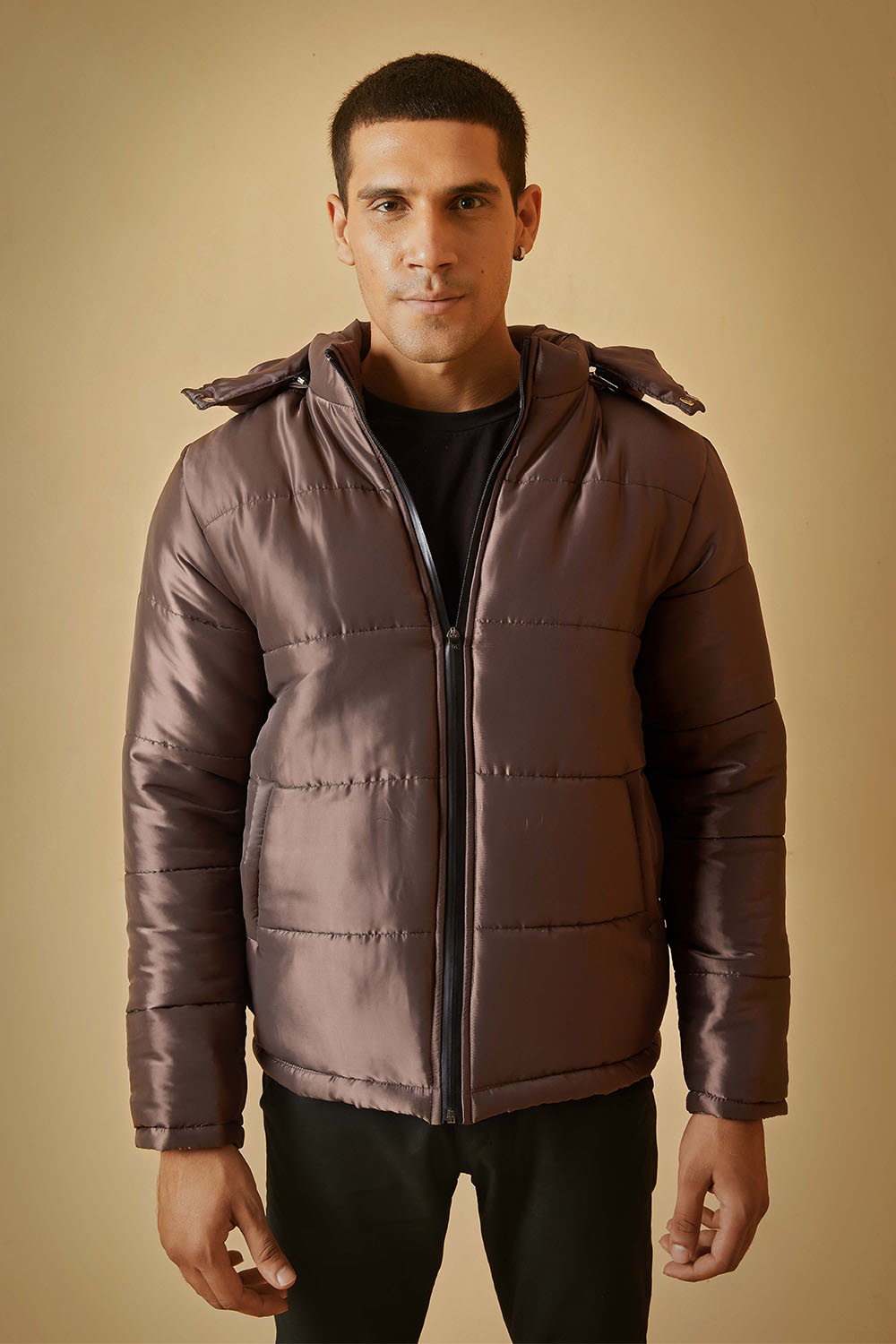 Dark Brown Jacket with Removable Hood