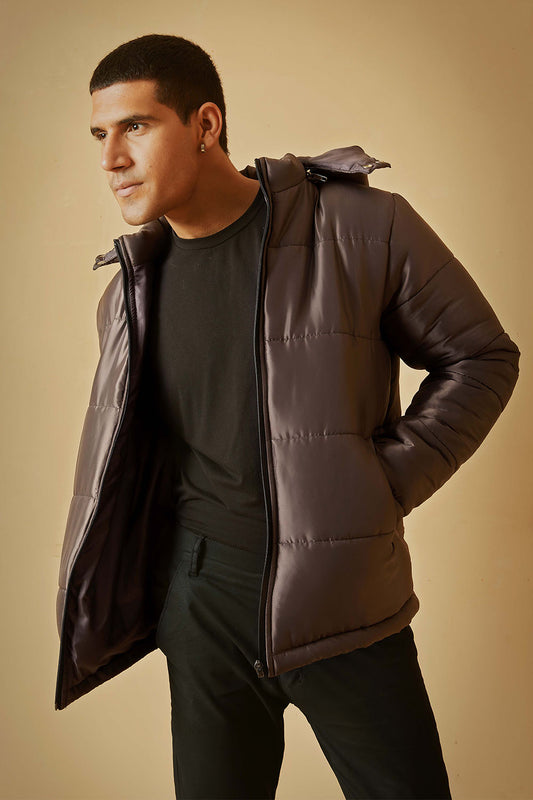 Dark Brown Jacket with Removable Hood