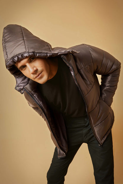 Dark Brown Jacket with Removable Hood
