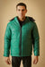 Green Puffer Jacket with Removable Hood