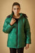 Green Puffer Jacket with Removable Hood - W