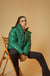 Green Puffer Jacket with Removable Hood - W
