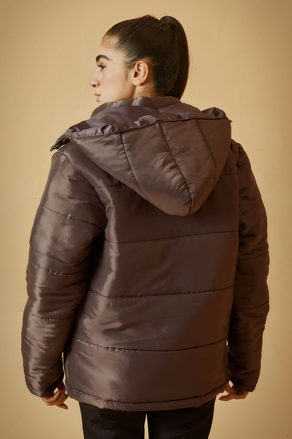 Dark Brown Jacket with Removable Hood - W