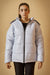 Greyish White Puffer Jacket with Removable Hood - W