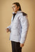 Greyish White Puffer Jacket with Removable Hood - W