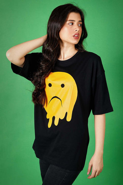 Sad Face Oversized Tee - W