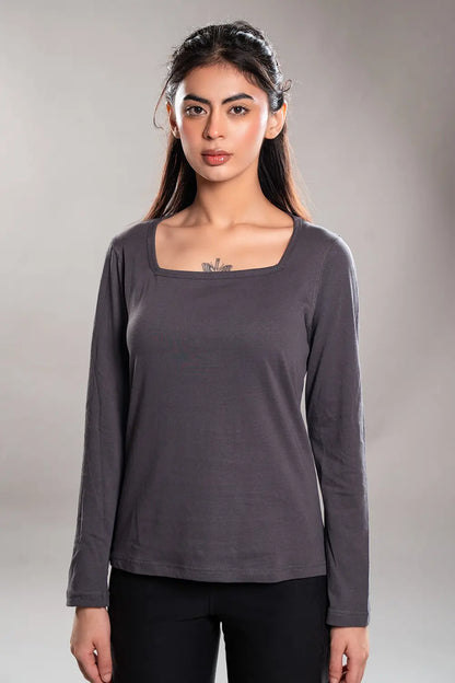 Steel Grey Square Neck