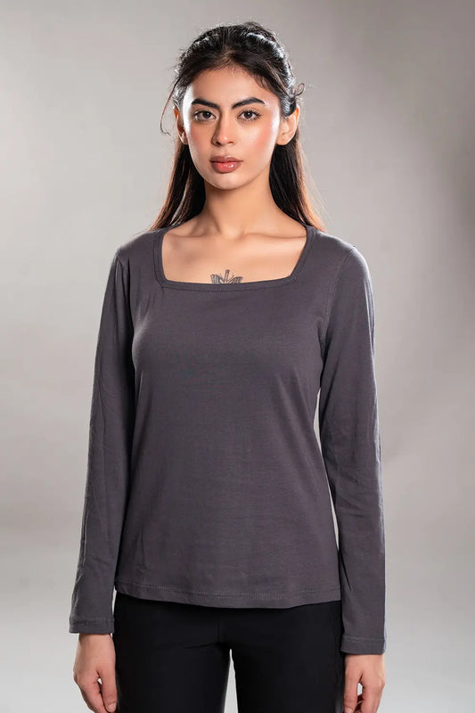 Steel Grey Square Neck