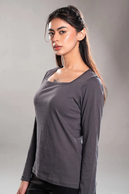Steel Grey Square Neck