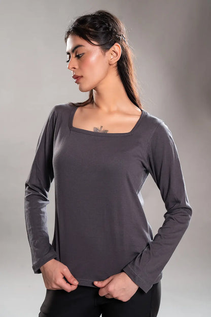 Steel Grey Square Neck