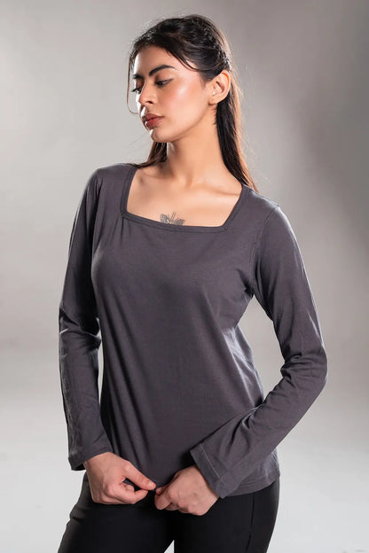 Steel Grey Square Neck