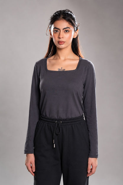 Steel Grey Square Neck