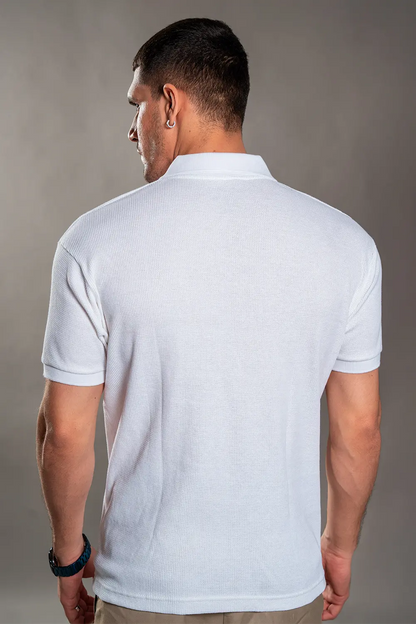 White Knitted Polo