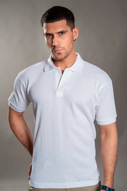 White Knitted Polo