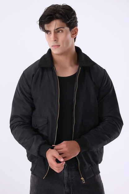 Black Sherpa Collar Jacket